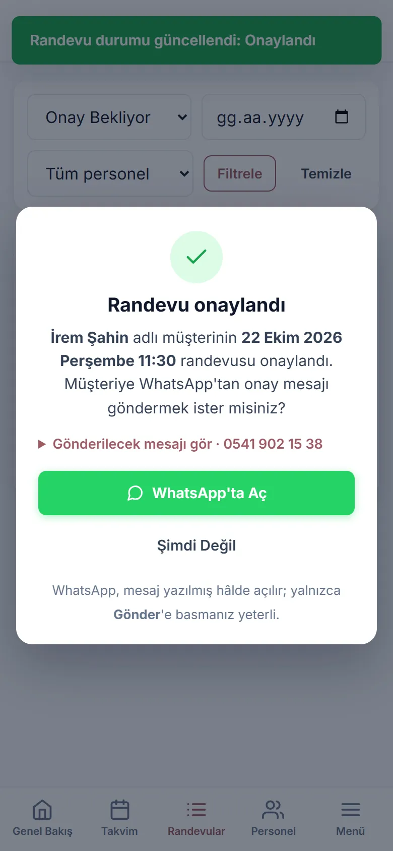 Onaydan sonra çıkan WhatsApp önerisi